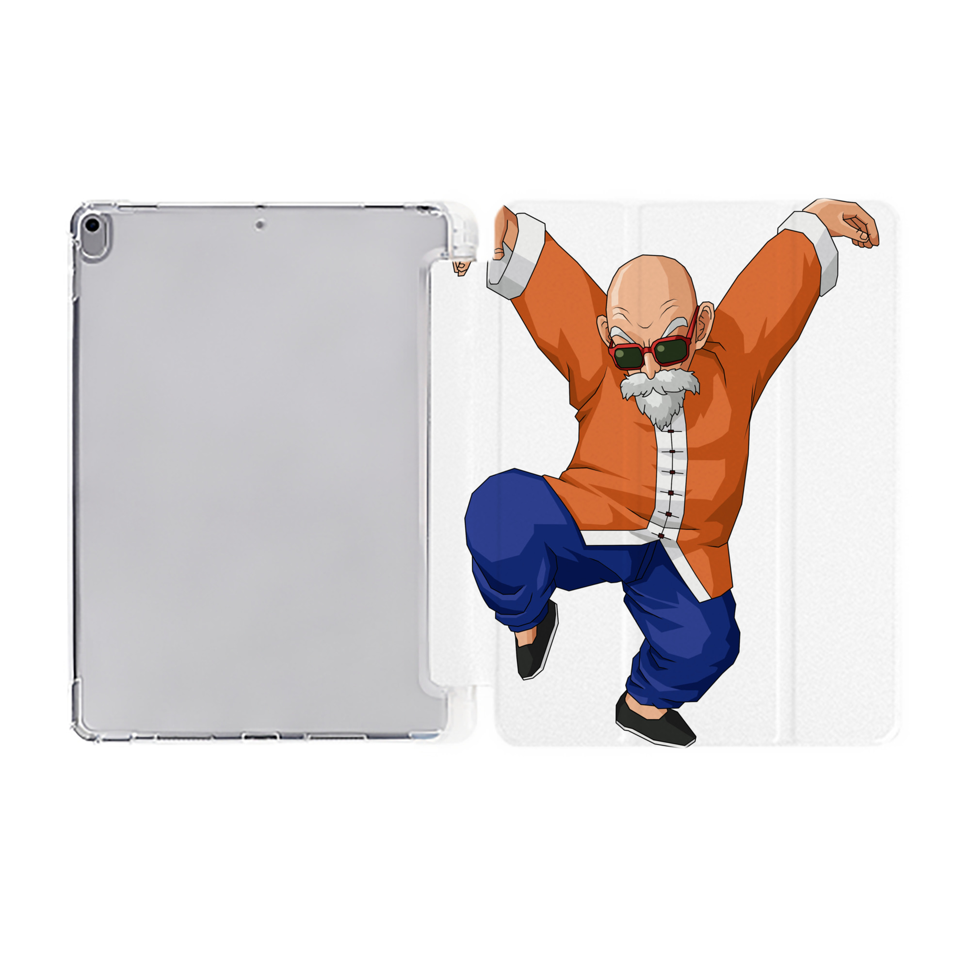 （画像用） ドラゴンボール 亀仙人（かめせんにん） DRAGON BALL Master Roshi Kame Sennin IPad ケース ペン収納付き 三つ折りスタンド PUレザー×シリコン 対応機種9.5/10.5/10.9インチ